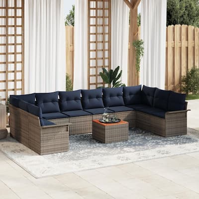 vidaXL 11 Piece Garden Sofa Set with Cushions - 135.4×73.8×27.2