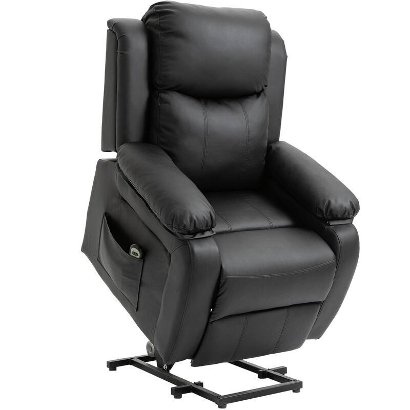 HOMCOM Living Room Power Lift Chair, PU Leather Electric Recliner Sofa Chair for Elderly with Remote Control