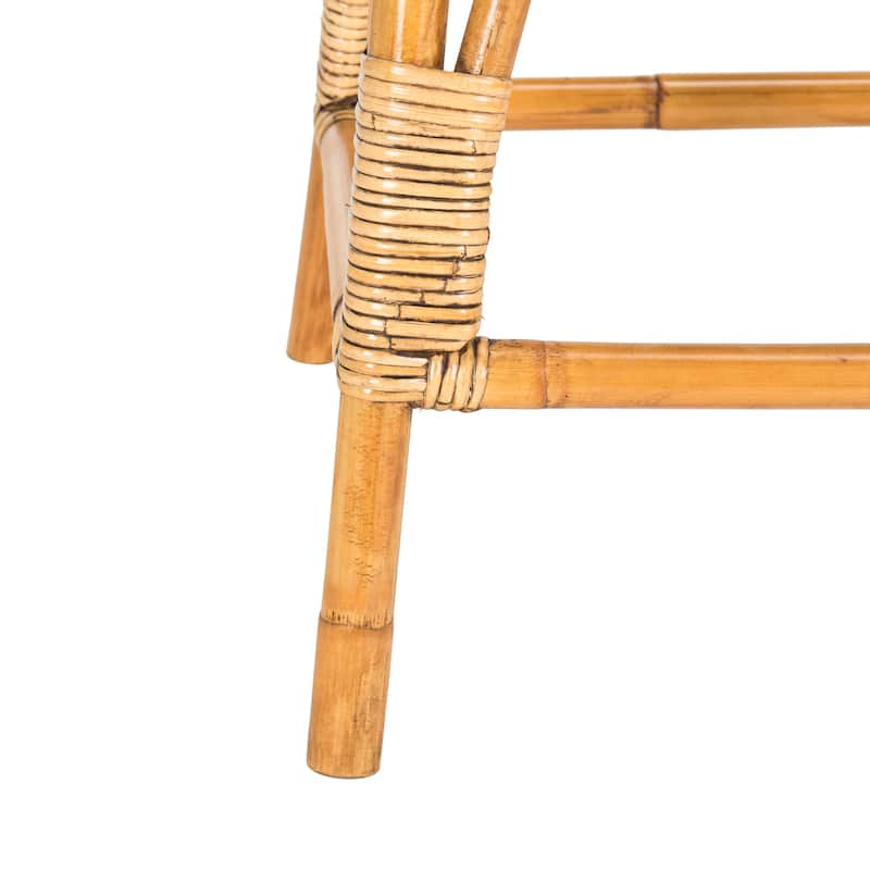SAFAVIEH Huberte 25.6-inch Brown Rattan Counter Stool - 17.7" x 17.7" x 25.2" - 18Wx18Dx25H
