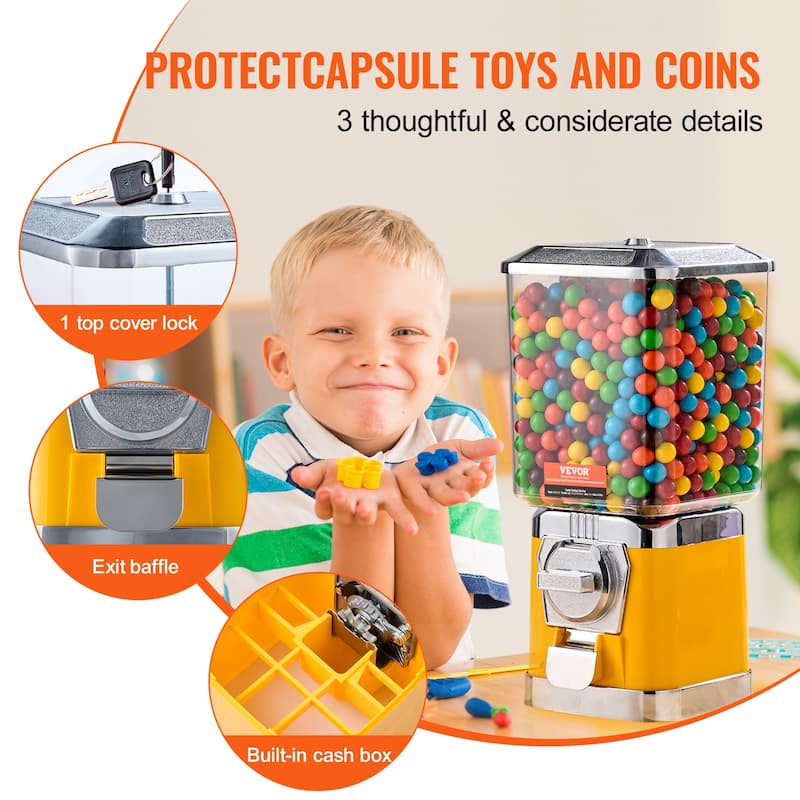 VEVOR Gumball Machine for Kids Home Candy Vending Machine PC Gumball Dispenser Bubble Gum Machine for Game Stores