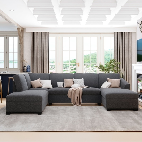 Modern Large U Shape Sectional Sofa Double Extra Wide Chaise
