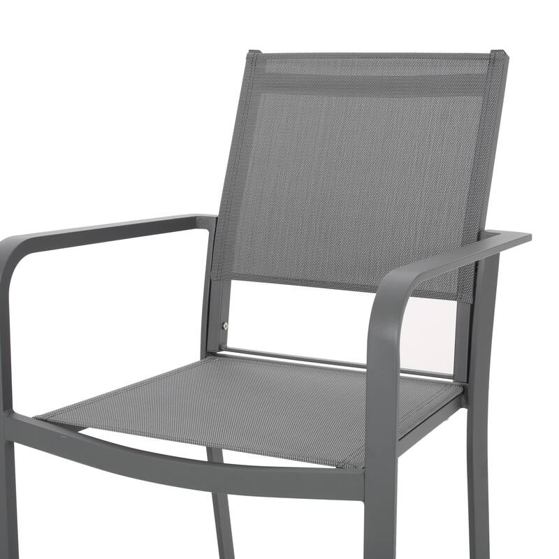 Outdoor Modern Dining Chairs Set of 2, Aluminum Frame Chairs with Breathable Mesh Seat for Patio, Backyard, Garden, Balcony