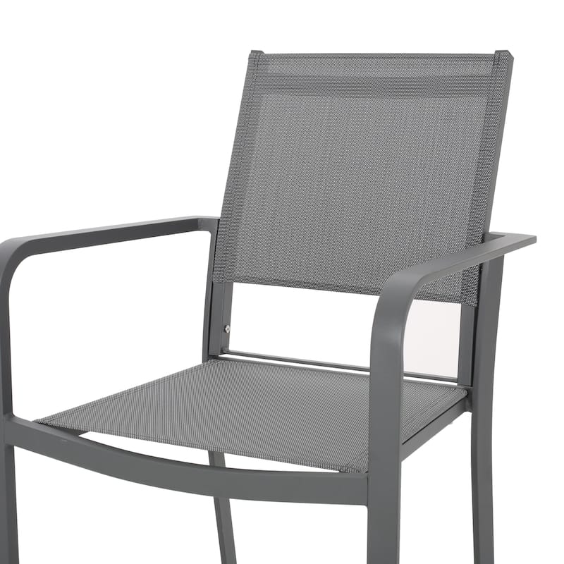 Roomfitters Outdoor Modern Aluminum Dining Chairs with Mesh Seat, Set of 2, Stylish and Comfortable Design, Gun Metal Gray