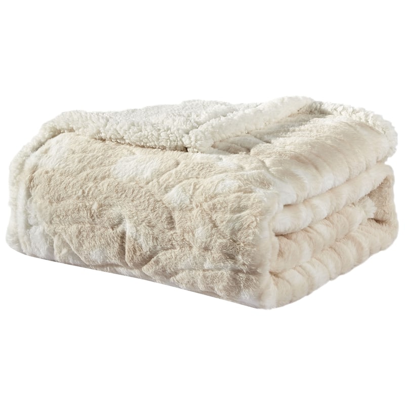 Alaska Imitation Fur Shaggy Plush Sherpa Throw Blanket (50" x 60")