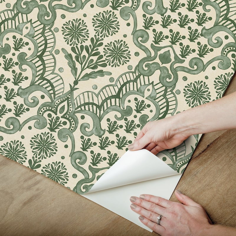 NuWallpaper Brownstone Boys Brownstone Blooms Forest Peel and Stick Wallpaper - N/A