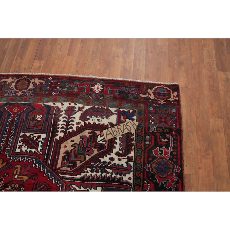 Hand Knotted Oriental 100% Wool Carpet Traditional Medallion Red Heriz Area Rug - 10' 7'' X 7' 3''