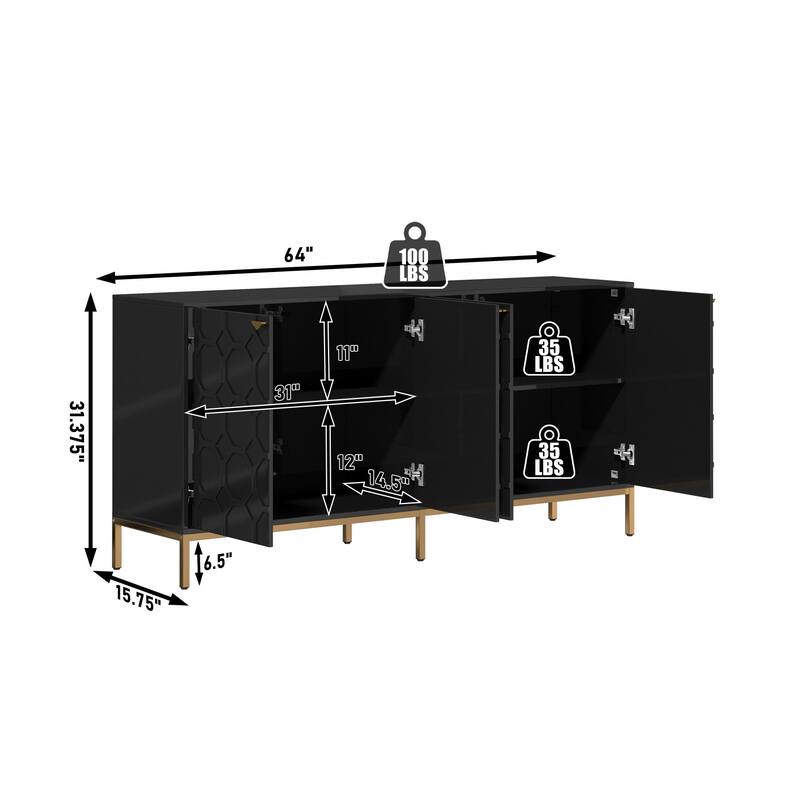 4 Door White Locker Accent Cabinet