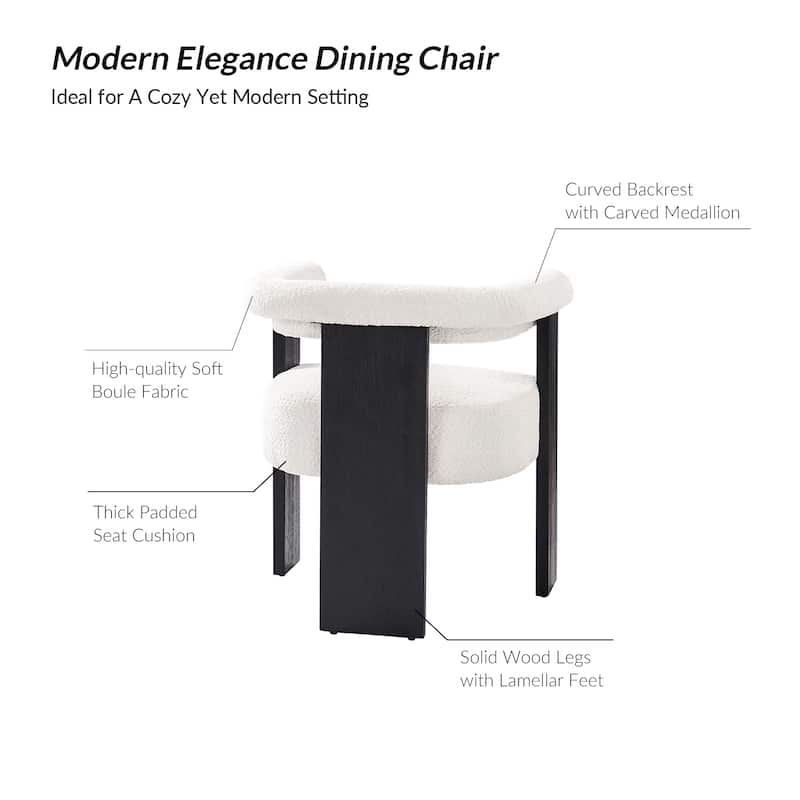 Georg Modern Boucle Dining Chair with Solid Wood Legs Set of 2 by HULALA HOME