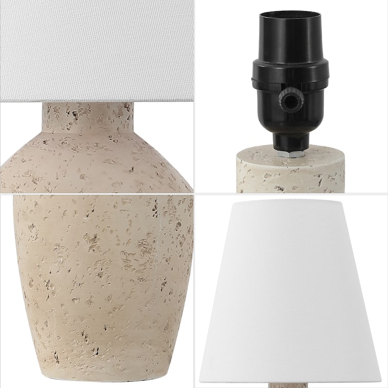 Xander 19.5" Concrete Effect Resin/Iron Ginger Jar LED Table Lamp (Set of 2), by JONATHAN Y