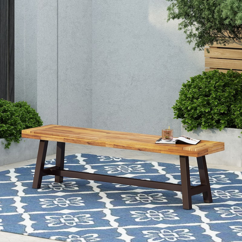 Carlisle Outdoor Acacia Wood Dining Bench by Christopher Knight Home - Sandblast Finish