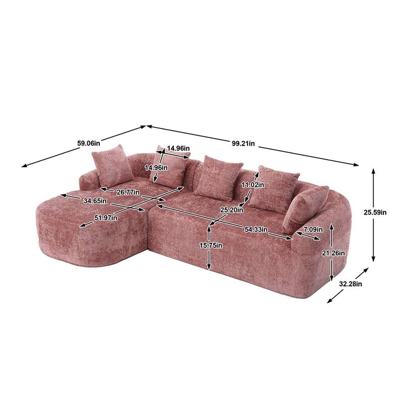 Living Room Oversized Comfy Boucle Sofa