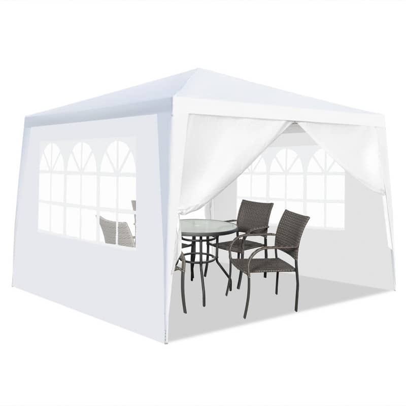 10-foot Square White Outdoor Party Canopy Patio Gazebo