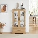 preview thumbnail 11 of 73, GDFStudio - Traditional Storage Lighted Curio Display Cabinet with Glass Doors and Drawer