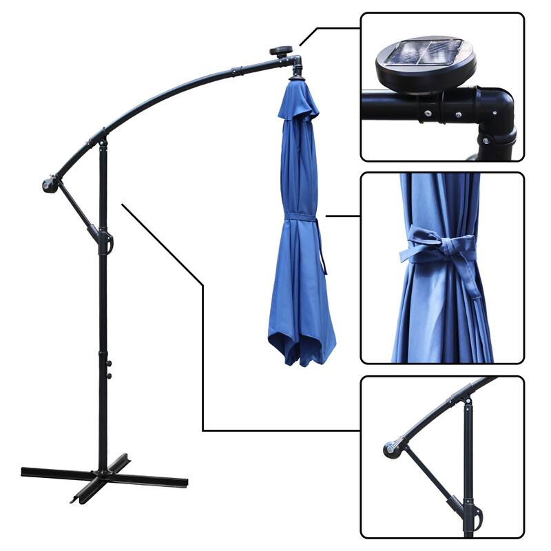 Maypex 10 Feet Solar Offset Outdoor Patio Umbrella