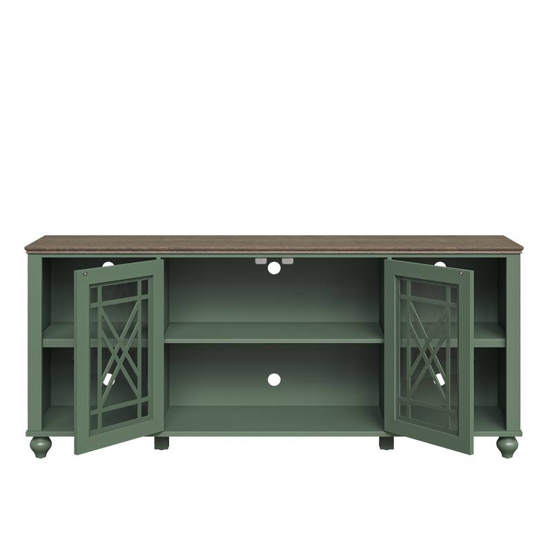 Vintage TV Stand with Carved Doors for Large Size TV