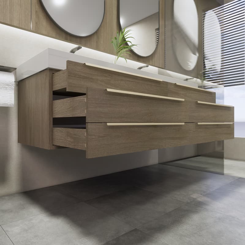 Noble 60" Floating Vanity with Reinforced Acrylic Double Sink