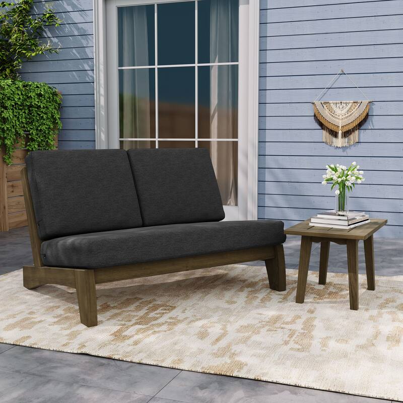 Outdoor Sectional Furniture Teak Conversation Set with Side Table