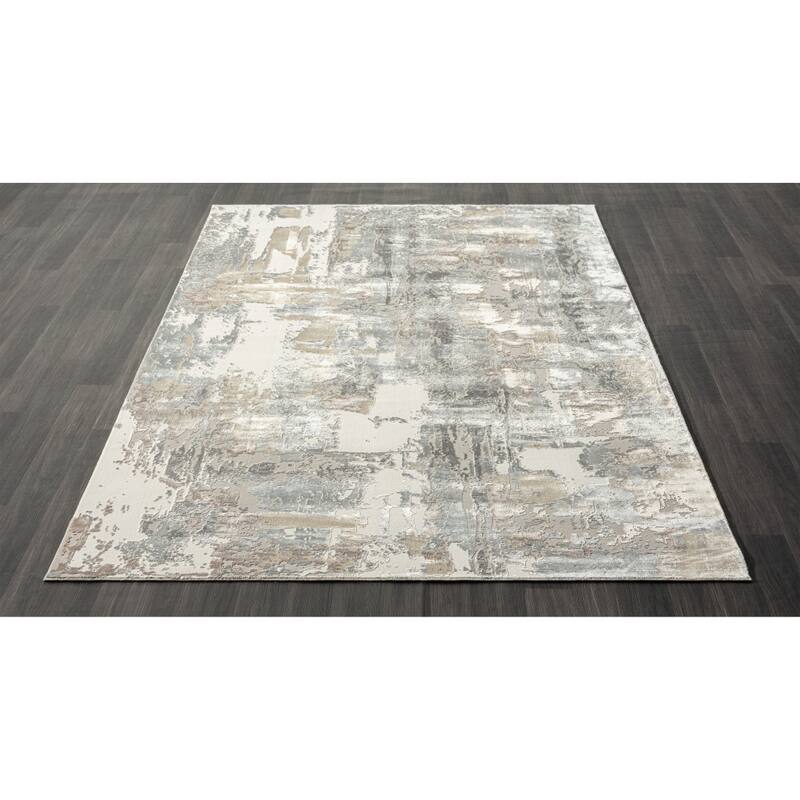 HomeRoots Abstract Modern Runner Area Rug - 96.00 in. x 29.00 in. x 0.26 in.