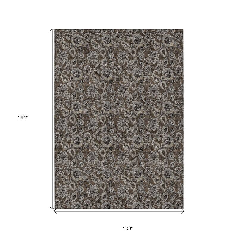 HomeRoots Floral Transitional Rectangle Outdoor Rug