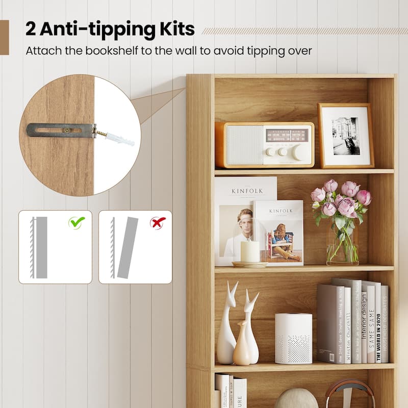 Gymax Set of 2 70'' Tall 6-Tier Bookcase w/6 Open Shelves