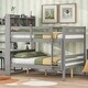 preview thumbnail 1 of 7, Gray Solid Wood Full over Full Bunk Beds with Bookcase Headboard