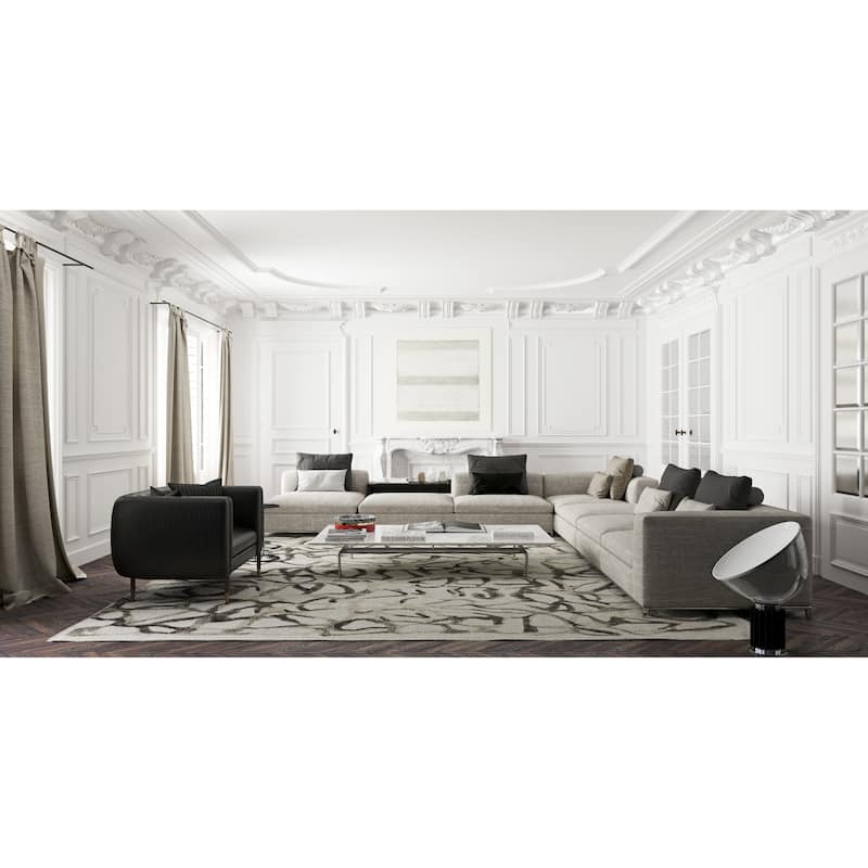 EXQUISITE RUGS Goudy Hand-loomed Wool/Bamboo Silk Brown/Cappucino/Cream Area Rug.