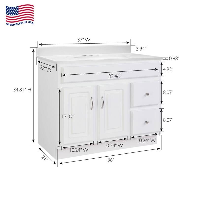 Design House 216317 Concord 37" Free Standing Single Basin Vanity Set