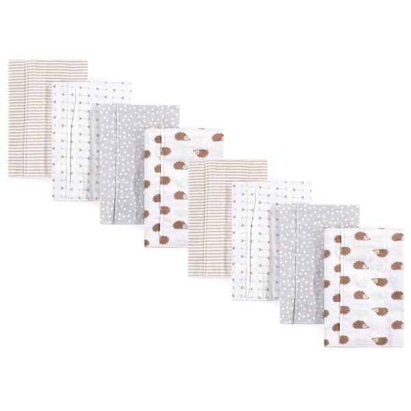 slide 1 of 1, Hudson Baby Boys and Girls Cotton Poly Flannel Burp Cloths 8-Pack, Hedgehog, One Size - Hedgehog 8-Pack - One Size One Size - Hedgehog 8-Pack