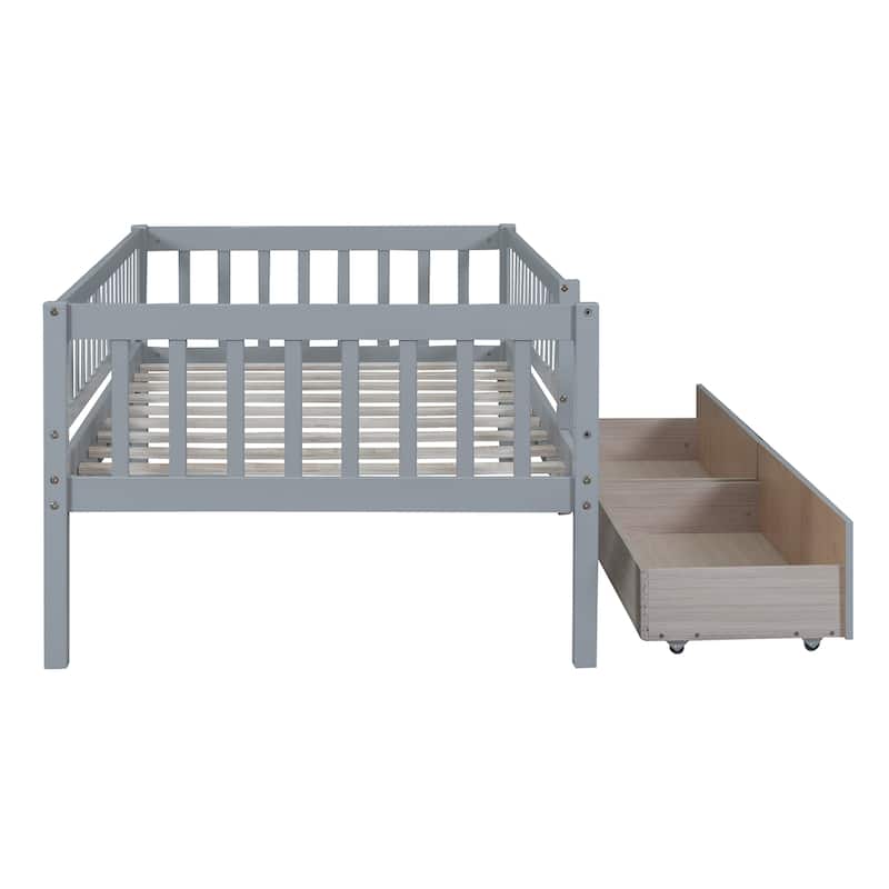 Gray Twin Size Style Pine Wood Daybed with Two Storage Drawers
