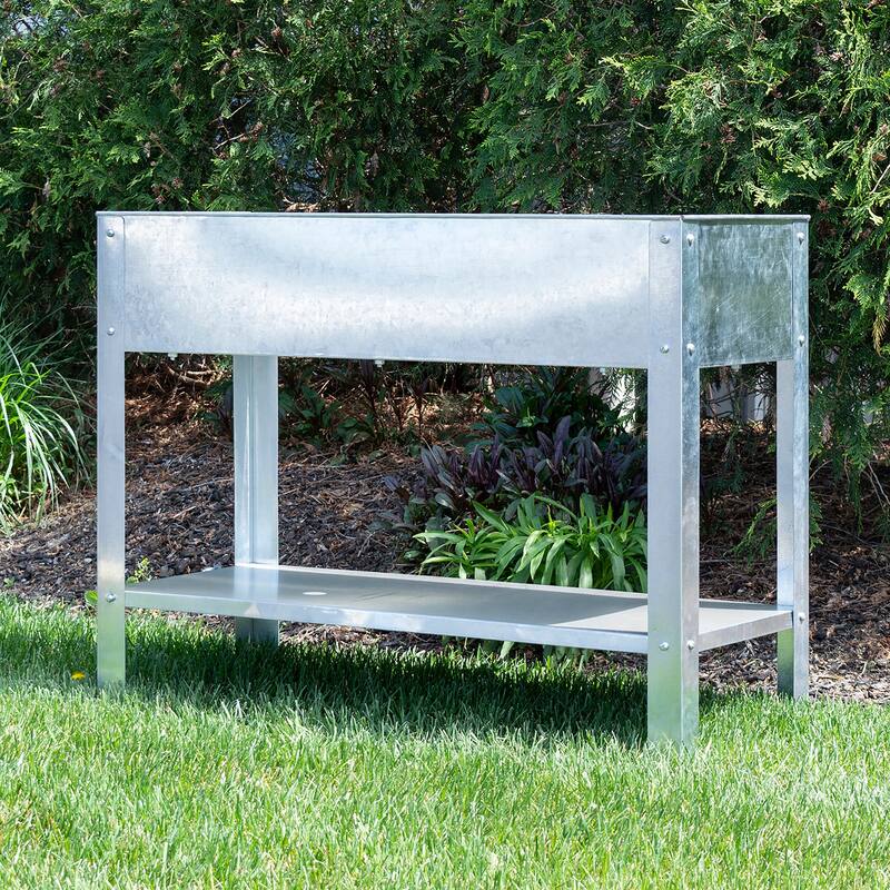 Galvanized Metal Elevated Garden Planter - 40"Lx16"Wx31"H