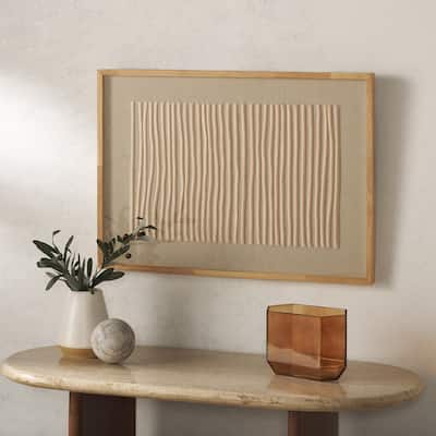 SAFAVIEH Home Kai 27.6W x 19.7L-inch Beige Framed Emboridery Art