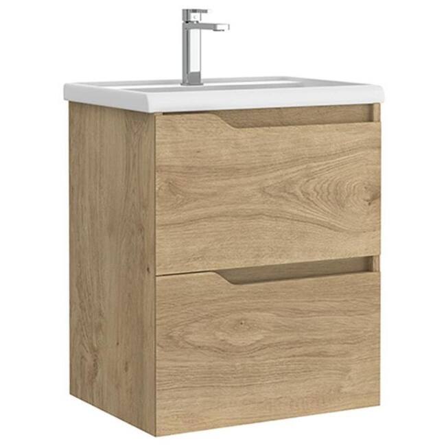 WS Bath Collections Menta C50 Menta 20" Wall Mounted Single Basin - Natural Oak - Oak Finish