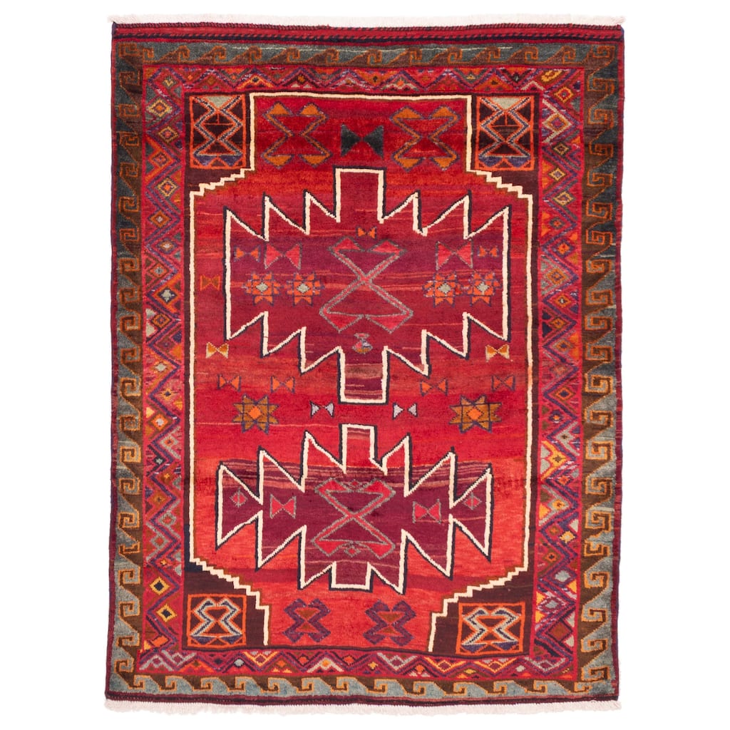 ECARPETGALLERY Hand-knotted Melis Vintage Red Wool Rug - 5'1 x 6'9