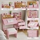 preview thumbnail 12 of 18, Adjustable Tilt Kids Desk and Chair Set - Wooden Study Table with Drawer, Cork Board & Hutch - Student Writing Desk