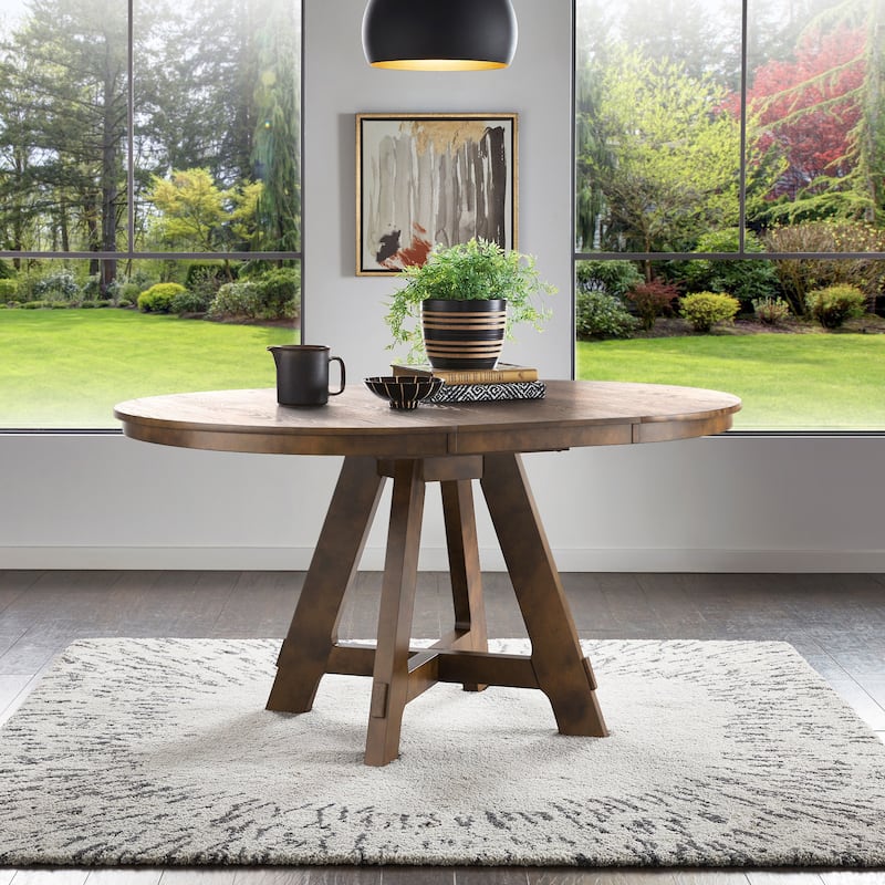 Harstad Wood Finish Extendable Round Dining Table by iNSPIRE Q Modern