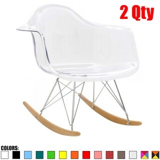 Set of 2Modern Rocking Chairs, Molded Plastic Armchair with Natural ...