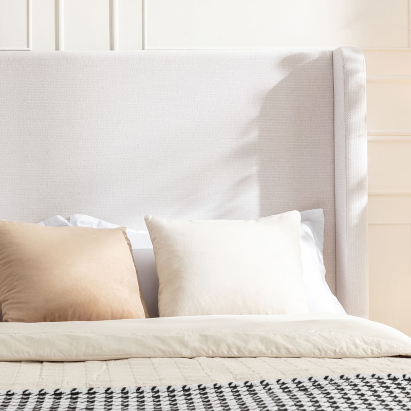 Tall 54" Headboard Upholstered Wingback Bed Without Slats