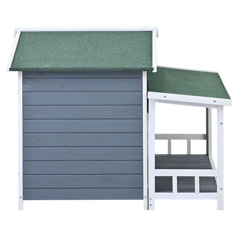 47.2" Outdoor & Indoor Large Wooden Dog Hous with Porch and 2 Doors
