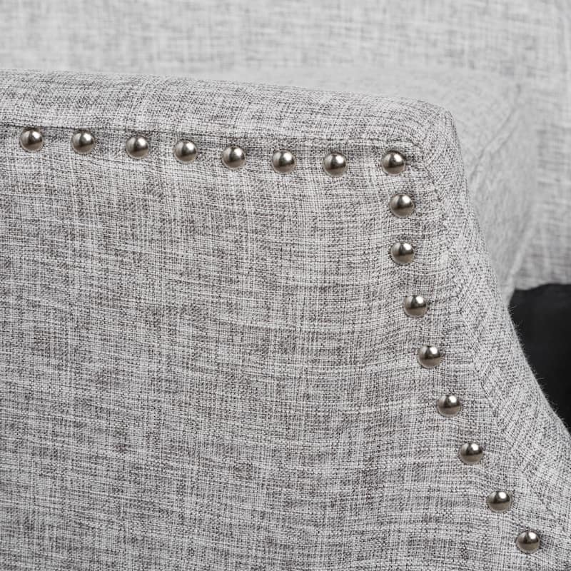 Upholstered Recliner Chair, Fabric Wingback Armchair, Push-Back Recliner with Nailhead Trim, Wood Legs, Classic Recliner Chair