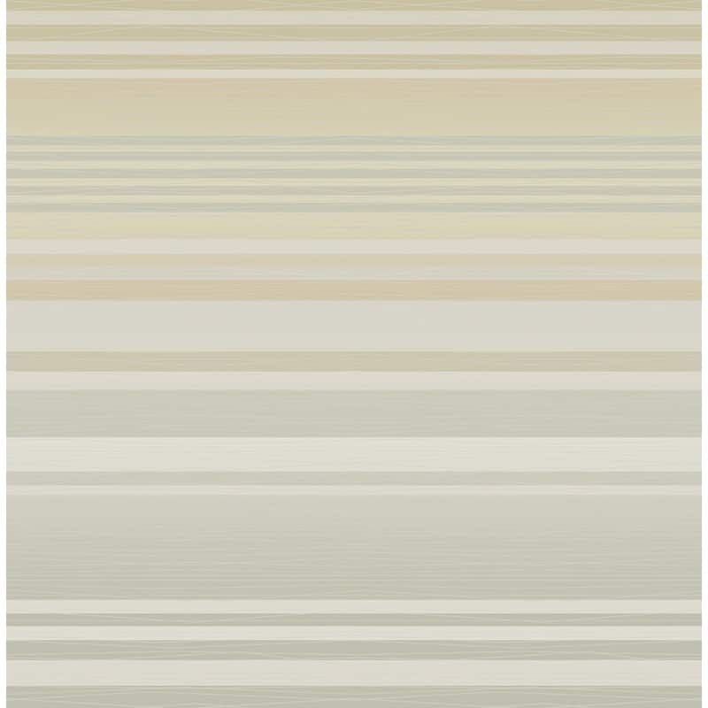 Seabrook Designs Juniper Horizontal Stripe Unpasted Wallpaper - 20.5 in W x 33 ft. L - Metallic Almond & Parchment