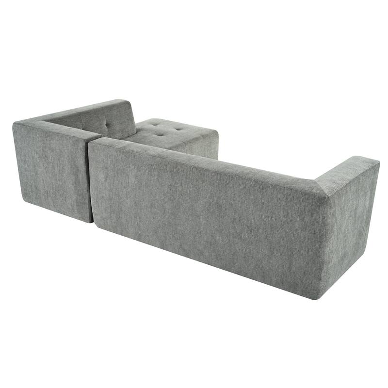 Modular Sectional Couches Floor Recliner Couch, Living Room Upholstered Sleeper Sofa Bed L-Shaped Sofa Set, Set of 2
