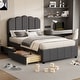 preview thumbnail 2 of 8, Upholstered Bed with 2 Storage Drawers,Wood Slat Support