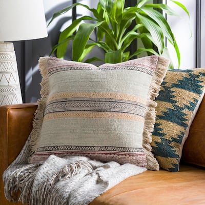 Zeba Block Horizontal Stripe Bohemian Throw Pillow or Cover