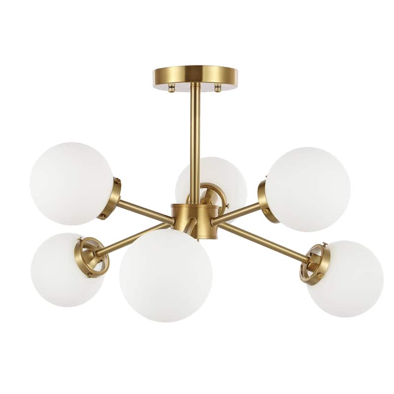 GetLedel 6-Light Dimmable Sputnik Semi-Flush Mount Chandelier with Glass Globe Shades