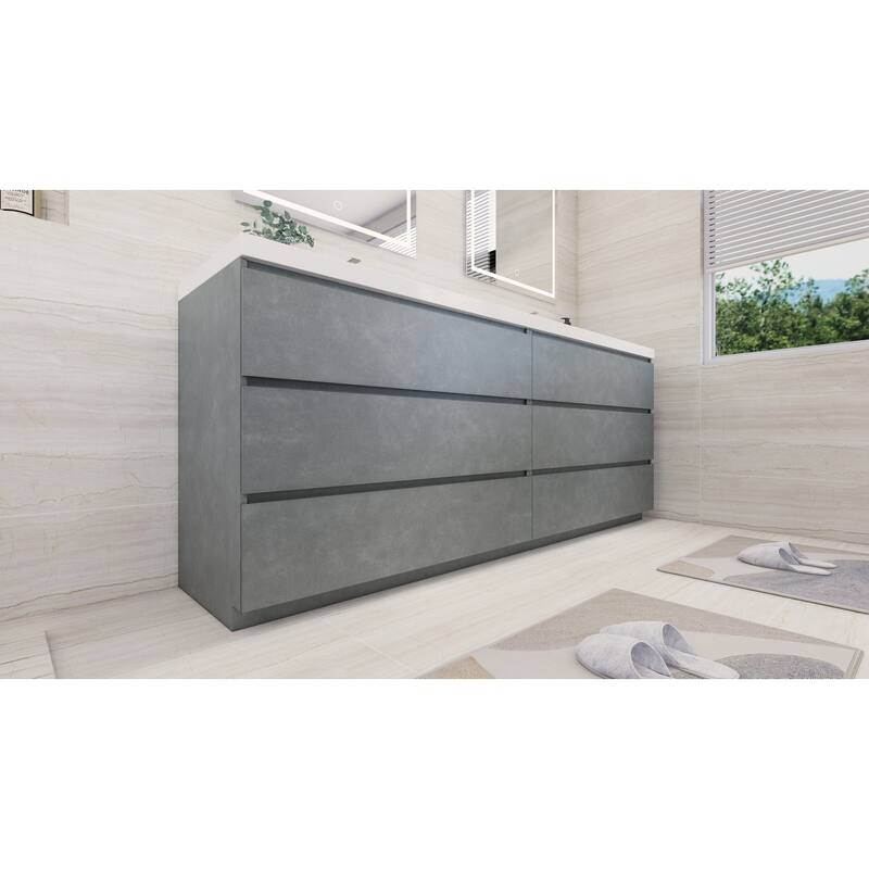 Aron 84'' Freestanding Vanity with Double Reinforced Acrylic Sink