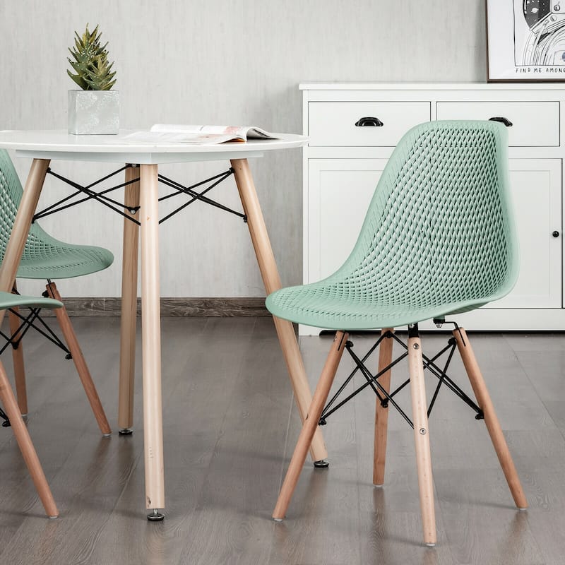 4 Pack Modern Mesh Dining Chair Set with Ergonomic Backrest and Beech Wood Legs - 22" x 18" x 32.5" (L x W x H)