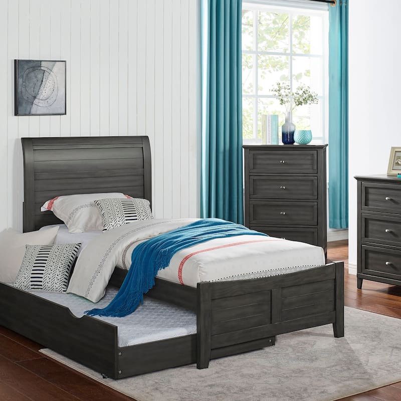 Wese Transitional Grey Solid Wood Planked Panel Kid Bed by Furniture of America - Full