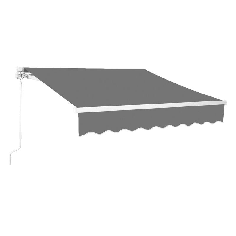 Retractable Outdoor Awning with Adjustable Slope Polyester Canopy Aluminum and Steel Frame Weather Resistant - 98.4" - Grey