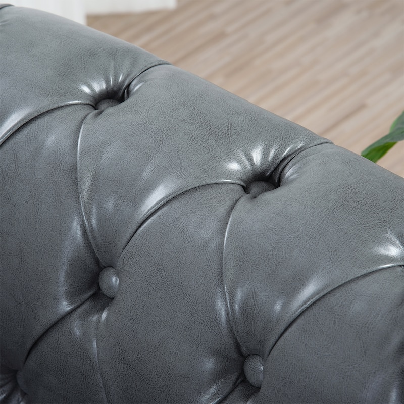 84.65" Rolled Arm Chesterfield 3 Seater Sofa
