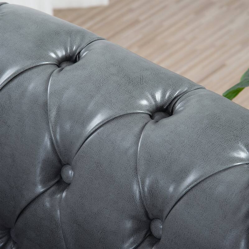 Modern PU Leather Couch with Sturdy Birch Legs and Comfortable Foam Seating